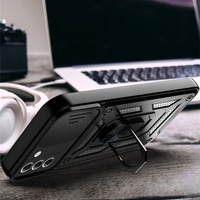 Coque de Téléphone en TPU+PC Antichoc avec Cache Caméra Coulissant Personnalisé, Armure Protectrice pour Samsung Galaxy, avec Anneau Magnétique