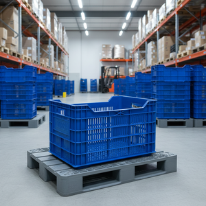 Etap KE 920B1 Full Perforated Open Top Euro <b>Crate</b> Smooth Finish Virgin Heavy Duty Stackable Recyclable Foldable Professional - Product Image 3
