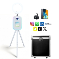 Nouvelle Arrivée - Machine Photobooth Trépied Blanc pour iPad et Appareil Photo Reflex Numérique, Hauteur Réglable avec Lumière RGB, Photobooth Selfie pour Mariages et Événements