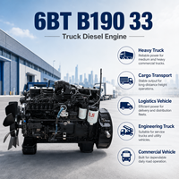 Moteur diesel fiable pour camion, série Cums 6BT B190-33, 190 CV, 2500 tr/min, refroidi par eau, turbocompressé, pour pick-up, utilitaire, transport