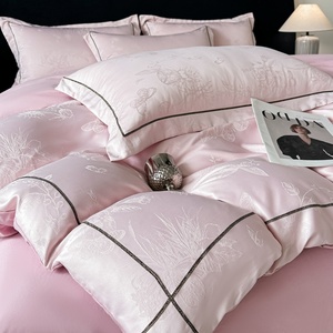 Juego de Ropa de <span class=keywords><strong>Cama</strong></span> para Boda, Estilo Europeo, Satén Jacquard, Juego de 4 Piezas, Juego de Funda Nórdica, Juego de Sábanas - Product Image 5