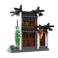 1039PCS Model Rumah Teh Taman Suzhou MOC Mainan Bata Konstruksi STEM Arsitektur Cina Set Blok Bangunan Mikro