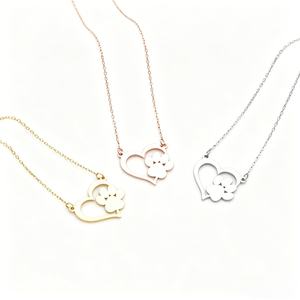 DIY Engravable Stainless Steel Link Chain Necklace with Animal Footprint Dog Paw Design-Anniversary Pet <strong>Memorial</strong> <strong>Gift</strong> - Product Image 1