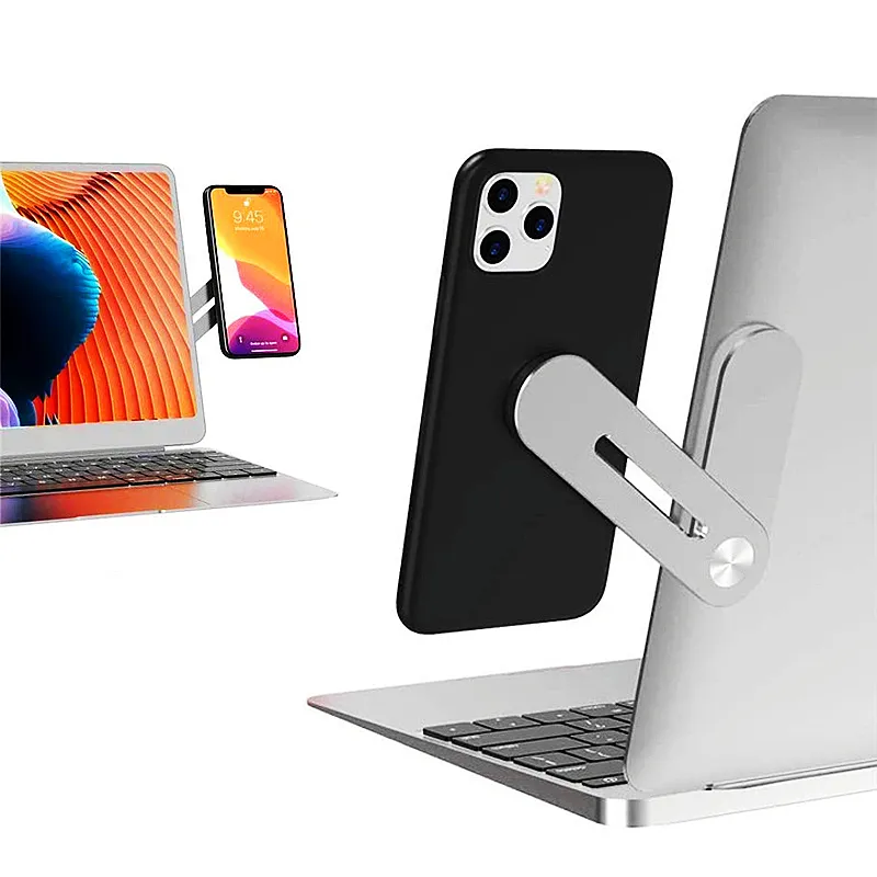 Aluminum Side Mount Clip on Monitor Laptop Expansion Bracket Phone Stand Magnetic Suction Mobile Phone Holder