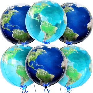 Juego de 6 Globos de Galaxia con Mapa del Mundo 4D de 22 Pulgadas para Decoraciones de Fiesta del Día de la Tierra - Product Image 1