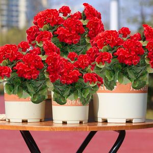 Fleurs artificielles en soie de géranium rouge résistant aux UV extérieur plantes de <span class=keywords><strong>jardin</strong></span> Bush fausses fleurs <span class=keywords><strong>pour</strong></span> mariage à la maison - Product Image 2