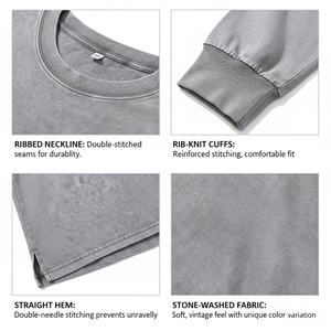 T-shirt vintage de haute qualité, effet délavé, prix bas, TKAN1006D, coton lourd 100%, uni, streetwear, manches longues, pour homme - Product Image 2