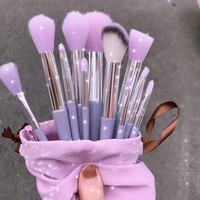 Ensemble de 13 pinceaux de maquillage vertes quatre saisons, poils synthétiques doux pour le visage, anticernes, poudre libre, illuminateur, fard à joues, yeux