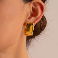 Oorbellen van roestvrij staal, vierkant, geometrisch, met rivet-studs, verkleuringsvrij, luxe statement sieraden voor vrouwen