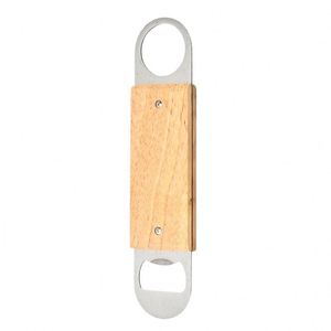 Ouvre-bouteille plat écologique en bois pour bouteilles de bière, de boissons et de conserves, avec logo gratuit - Product Image 1