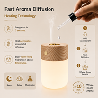 Lampe de chevet intelligente en bois avec LED, diffuseur d'arômes, rechargeable par USB, à intensité tactile, lumière blanche chaude pour la décoration de chambre et d'hôtel