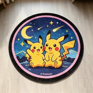 Tapis imprimé numérique personnalisé, motif <span class=keywords><strong>Pokémon</strong></span>, tapis décoratif CD, tapis d'art pour chambre à coucher, tapis rond shaggy, tapis circulaire vert - Product Image 5
