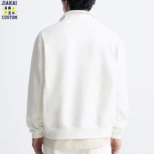 <span class=keywords><strong>Felpa</strong></span> Pesante Bianco Puro Personalizzata con Mezza Cerniera e Collo a Choker, 280gsm 100% Cotone, Vestibilità Ampia, Antivento, Stile Streetwear - Product Image 5