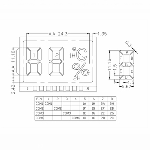 Module LCD 7 segments, affichage statique à 2 chiffres, TN positif, 3V, avec broches métalliques pour panneau d'instrumentation industriel - Product Image 5