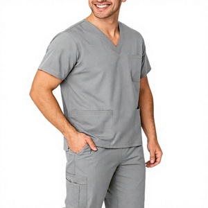 Uniformes Médicos de Alta Calidad Unisex al por Mayor con Logotipo Personalizado, Conjuntos de Pantalones y Blusa con Cuello en V, Uniformes de Hospital, Tela de Rayón Tejida - Product Image 5