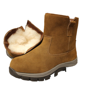 Botas de nieve para hombre, forradas de lana gruesa, con cremallera lateral, a media pantorrilla, cálidas para exteriores, color café - Product Image 5