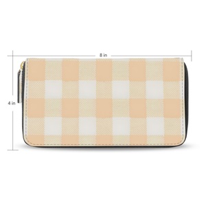 Custom PU Leather Plain Checked Design Fashion Luxury Vintage Clutch <b>Bag</b> <b>Long</b> Wallet Zipper Closure Anti-Theft Purse - Product Image 2