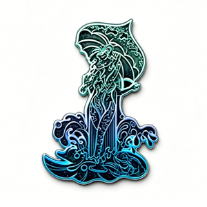 Insignia de metal esmaltado duro con diseño de personas caminando con sombrilla y patrón de ondas, chapada en <span class=keywords><strong>color</strong></span>, para ropa, bolsos y regalos. - Product Image 1