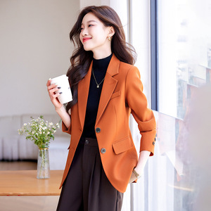 Women's Blazer Slim Fit Solid Color Anti-Wrinkle Wool Blend Spring Autumn Professional Casual Jacket HJ8881 - Product Image 2
