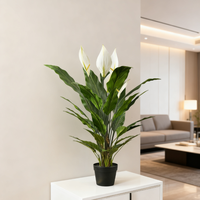 Plante artificielle en pot Nifloral de haute qualité, lys de la paix en plastique de 92 cm, fleurs blanches, élégante et sans entretien, décoration intérieure persistante