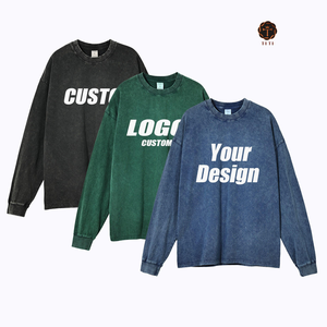 Camiseta de Manga Larga para Hombre, 100% Algodón, Estilo Holgado, Tejida, Transpirable, para Otoño e Invierno - Product Image 2