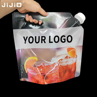 JIJID-Sac en plastique pliable 1-5L avec imprimé personnalisé pour stockage de l'eau, pochettes à bec avec poignée