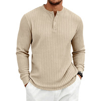 2026 Style Américain 230g Tricoté Épais Homme Polyester/Spandex Extensible Rétro Uni Décontracté Coupe Ample Manches Longues