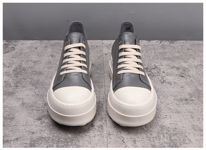 Zapatos de Plataforma de Diseñador para Hombre, Zapatillas Bajas de Cuero Gris con Suela Gruesa, Zapatos de Moda para Mujer que Aumentan la Altura en 6 cm - Product Image 5