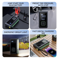 Banco de Energía Móvil de 12000 mAh, Compresor de Aire Universal de 12 V, Inflador de Neumáticos para Automóvil con Arrancador de Batería