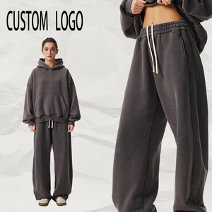 Pantalon de survêtement ample en molleton personnalisé pour homme, coupe droite, style streetwear, vente en gros - Product Image 2