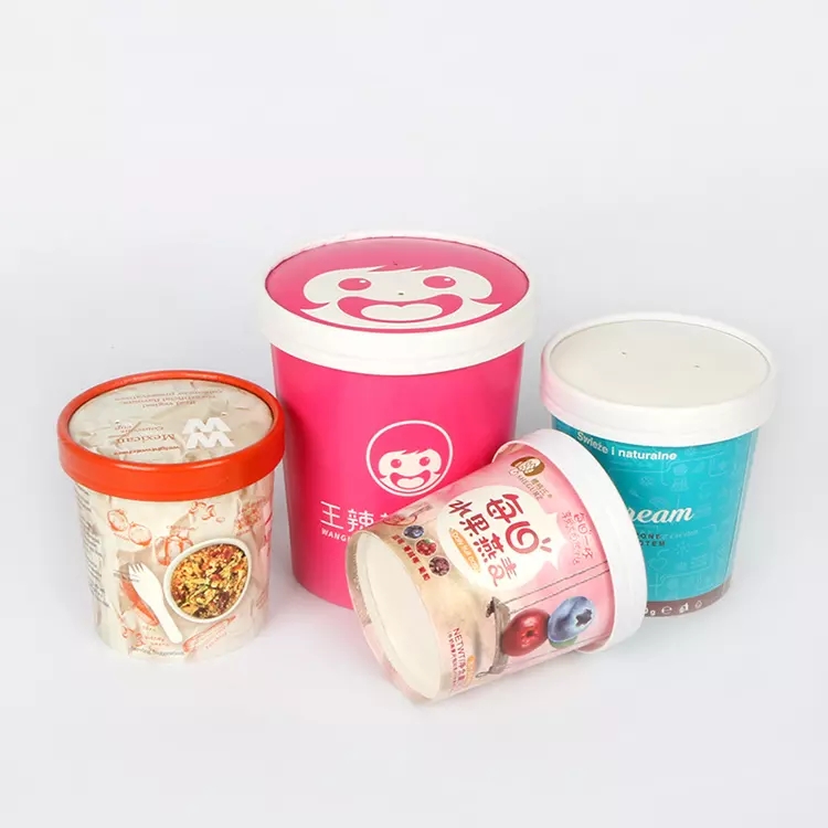 Custom disposable paper soup cup leakproof waterproof soup bowl cup with lid