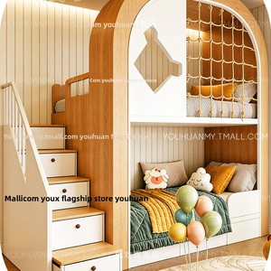 Letto a Castello in Legno Massello Minimalista per Bambini e Adulti, per Piccoli Appartamenti, con Recinzione di Sicurezza, <span class=keywords><strong>Dimensioni</strong></span> Personalizzabili, Multifunzionale - Product Image 5