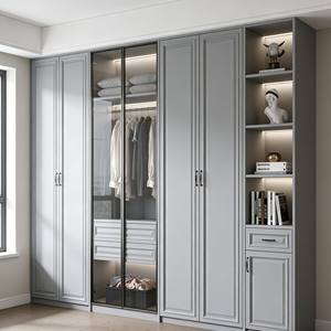 Elegante Armario de Almacenamiento para Dormitorio de Madera Maciza Gris, Armario Integrado Personalizado con Vestidor y Iluminación Integrados - Product Image 3