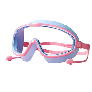 Gafas de natación para niños Xingyu, color rosa, azul, silicona, marco grande, impermeables, de alta definición, con juego de tapones para los oídos - Product Image 1