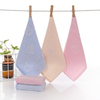 Serviette carrée en pur coton pour bébé Longren Kindergarten, motif ours de dessin animé, pour le lavage des mains et la salive des nourrissons