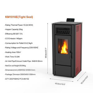 KM1010E 10.2KW Moderno Wifi Control Interior Exterior <span class=keywords><strong>Aire</strong></span> de combustión <span class=keywords><strong>Estufa</strong></span> de <span class=keywords><strong>pellets</strong></span> de madera que elimina rápidamente los paneles laterales - Product Image 2