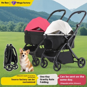 Poussette pour animaux de compagnie à fermeture automatique à gravité en un clic Poussette extérieure à double frein pour chiens de taille moyenne pour le divertissement sportif - Product Image 2