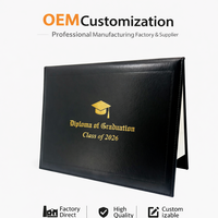 Carpeta Porta Diplomas de Graduación 2026 de Cuero Sintético Liso de Fábrica, Porta Certificados OEM