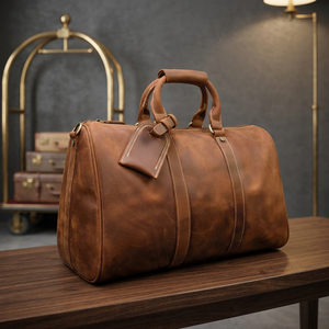 Bolsas de Viaje Personalizadas de Cuero Genuino Vintage con Cierre, para Picnic, Camping, Viajes al Aire Libre, Almacenamiento, Ecológicas, Portátiles, Grandes de 36-55L - Product Image 1
