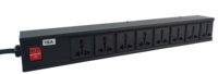 Barrette d'alimentation pour armoire serveur IP20 T3 PBT ignifuge, avec parafoudre 1,5 kV, niveau de protection 7000W, 8 prises universelles