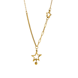 Collier pour femme de haute qualité, asymétrique, corps entier, étoile, acier inoxydable, bijoux, chaîne de clavicule géométrique dorée, accessoires - Product Image 4
