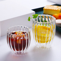 250ml 350ml clair isolé nervuré boire glace expresso gobelet tasse double paroi tasses à café en verre