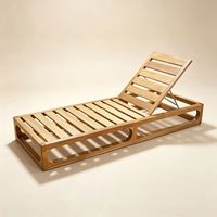 Chaise longue de luxe moderne en teck pour piscine, lit de soleil extérieur avec coussin pour villa, hôtel, complexe hôtelier, patio