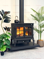 Grande cheminée à bois en fonte pour salon, moderne, pour se réchauffer, avec foyer et manteau décoratif, pour foyer au bois véritable
