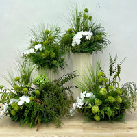 Ensemble de fleurs artificielles en soie durables faites à la main, style forêt, vert et blanc, pour décoration romantique rétro de mariage, allée, fête et extérieur
