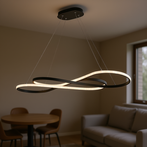 Luminaire suspendu LED moderne de 39 pouces, design infini, luminaire de plafond suspendu, hauteur réglable, intensité variable pour salon, salle à manger - Product Image 2