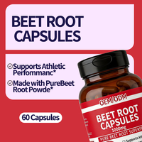 Capsules de racine de betterave 1000 mg - Superaliment pur, complément alimentaire pour adultes, soutien énergétique pour les performances sportives, 2 capsules par portion, 60 capsules