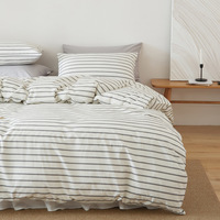 Parure de lit en coton peigné 40S, style européen, certifiée Oeko-Tex, imprimé rayé minimaliste, décoration de chambre, Cal King 183x213cm, plusieurs tailles disponibles