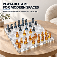 Jeu d'échecs en acrylique transparent, plateau et pièces en Lucite, résistant aux UV, taille personnalisable, ornement décoratif et jouable pour la maison, vente en gros