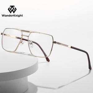 กรอบแว่นตาโลหะทรงสี่เหลี่ยมคลาสสิกสำหรับผู้ชาย ขายส่ง กรอบแว่นตาโลหะสแตนเลส ป้องกันแสงสีฟ้า - Product Image 2
